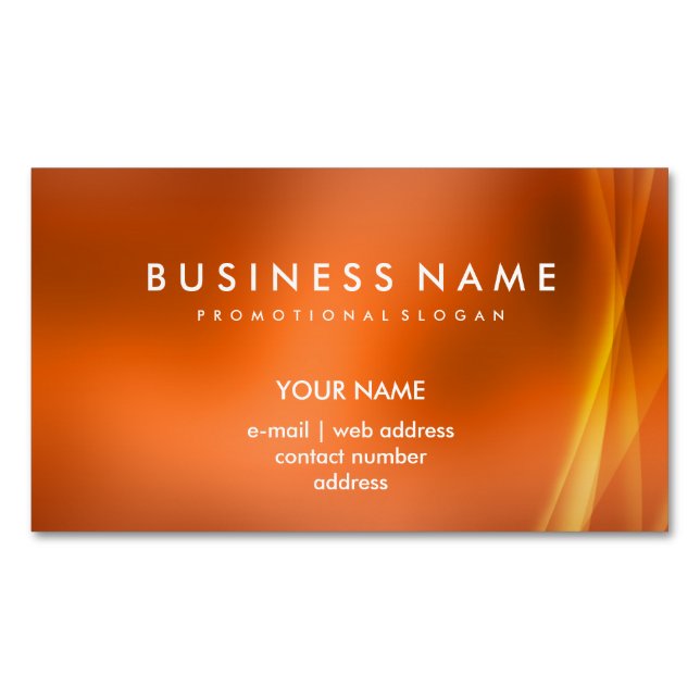 Elegant Professional Modern Abstract Orange Magnetic Business Card (Front)