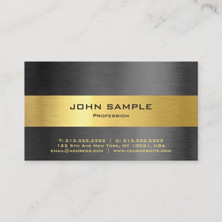 Elegant Professional Modern Black and Gold Matte Business Card | Zazzle