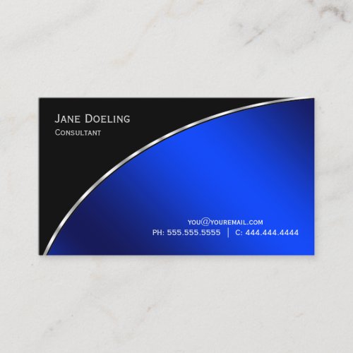 Elegant Professional Modern Black  Bright Blue Business Card