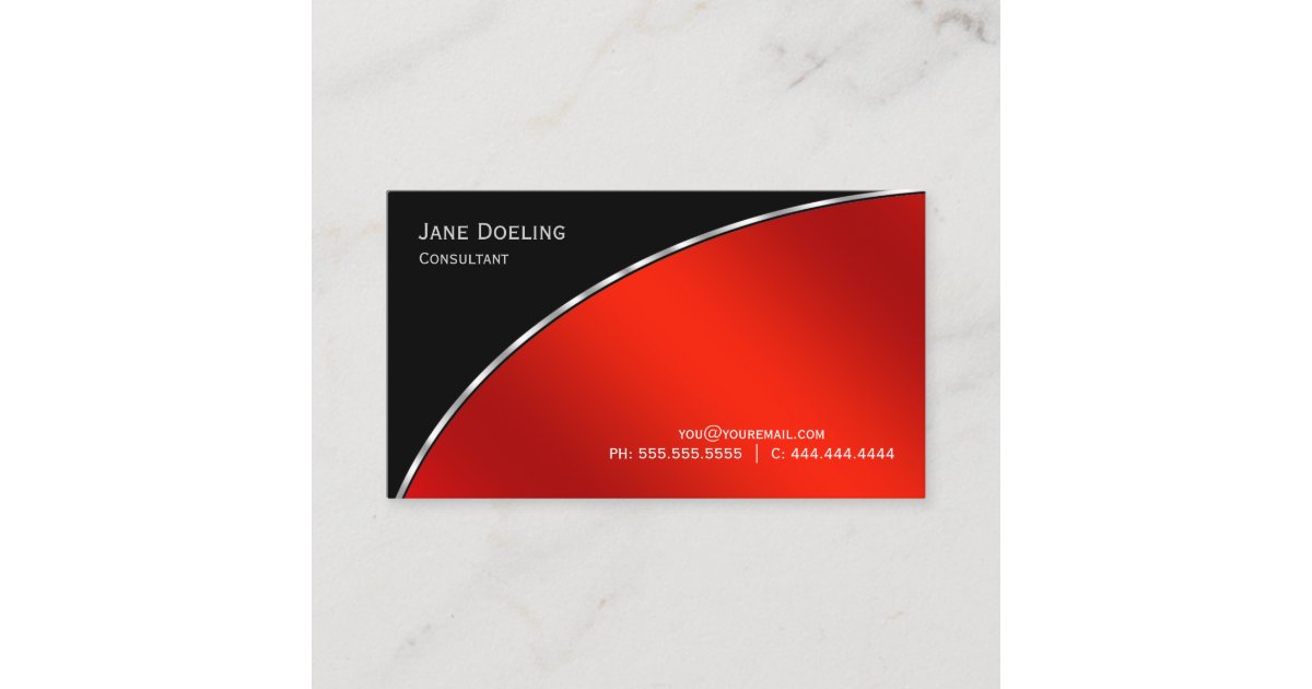 Elegant Professional Modern Black Bright Crimson Business Card | Zazzle