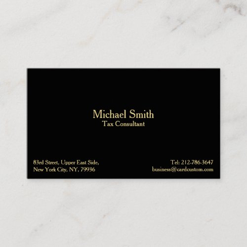Elegant Professional Modern Black Faux Gold Custom Business Card