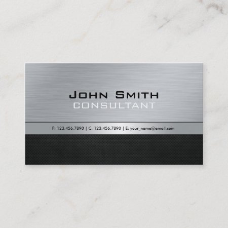 Elegant Professional Modern Black Silver Metal Business Card