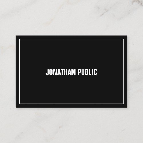 Elegant Professional Modern Black White Simple Top Business Card