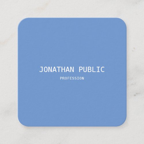 Elegant Professional Modern Blue White Template Square Business Card