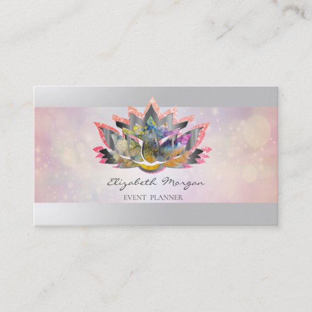 Elegant Professional Modern,Bokeh Lotus  Business Card (Front)