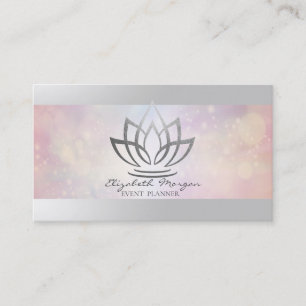 Elegant Professional Modern,Bokeh Silver Lotus Business Card