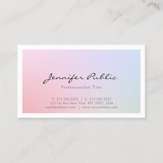 Elegant Professional Modern Chic Plain Trendy Business Card (Front)