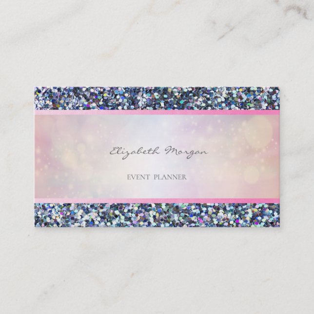Elegant Professional Modern, Colorful Glitter Business Card (Front)