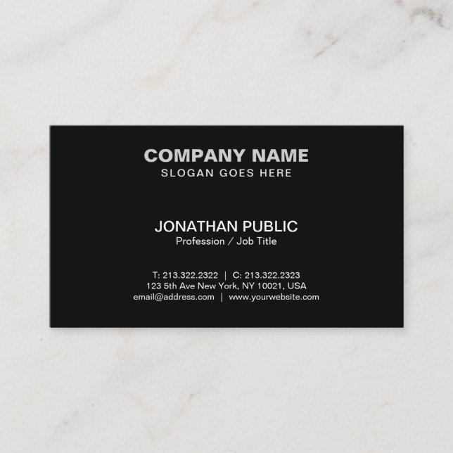 Elegant Professional Modern Corporate Black Business Card (Front)