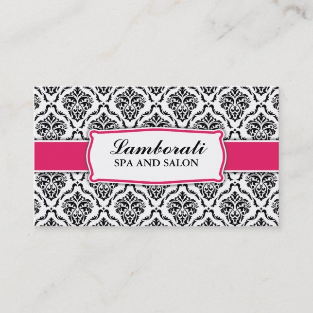 Elegant Professional Modern Damask Floral Pattern Business Card (Front)