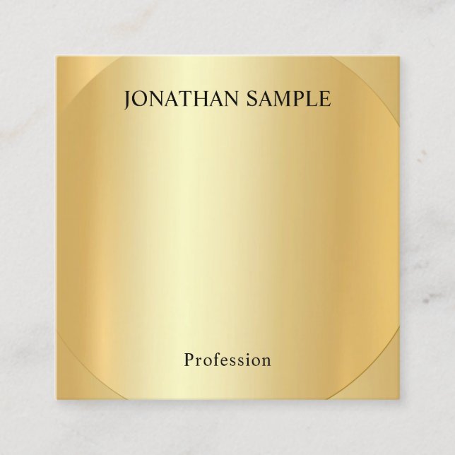 Elegant Professional Modern Faux Gold Template Square Business Card (Front)