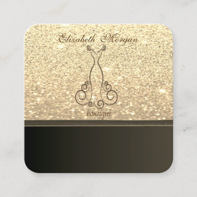 Elegant Professional Modern Glittery,Dress Square Business Card (Front)