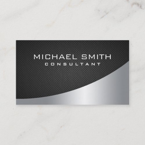 Elegant Professional Modern Metal Silver Black Business Card