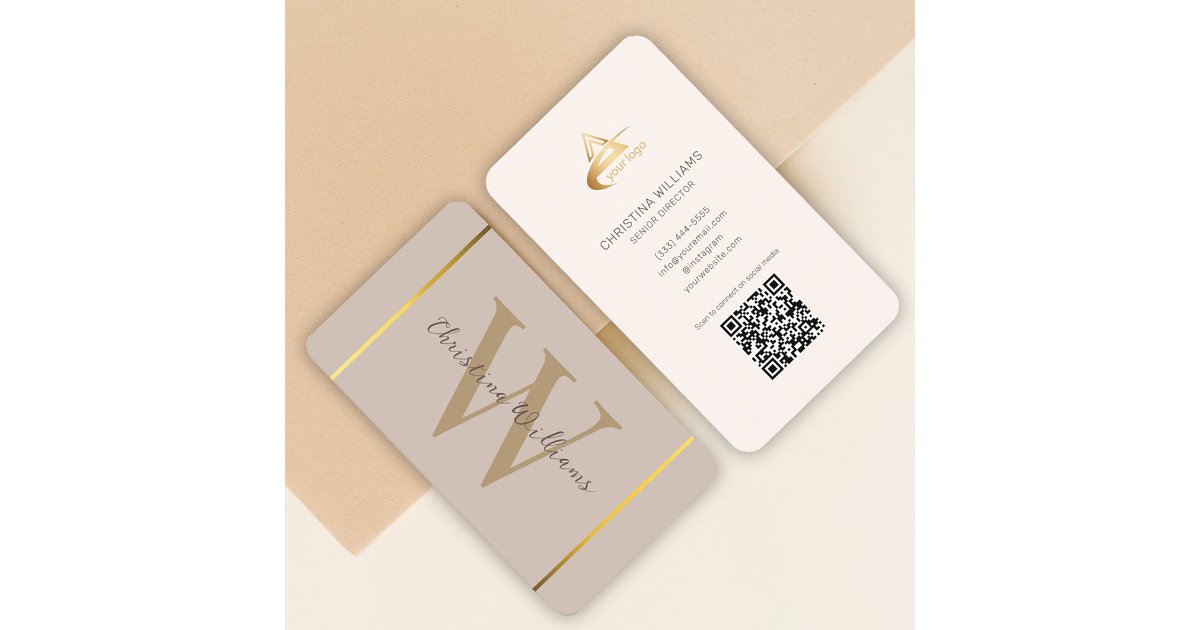 Elegant Professional Modern Minimalist Monogram Business Card | Zazzle