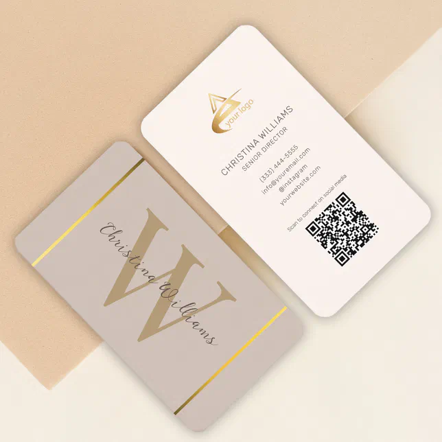 Elegant Professional Modern Minimalist Monogram Business Card | Zazzle