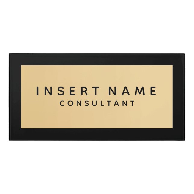 Elegant Professional Modern Plain Black Golden Door Sign (Classic Front)
