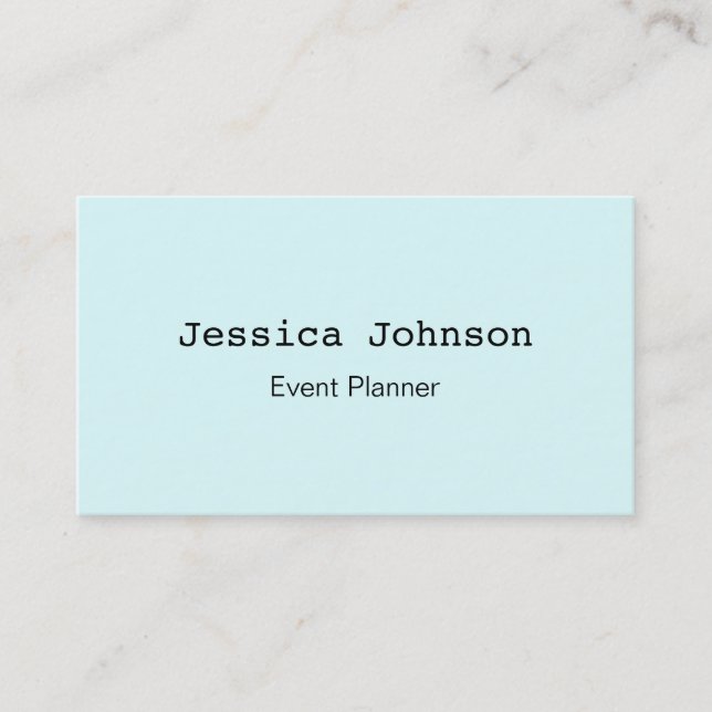 Elegant Professional Modern Plain Light Cyan Business Card (Front)