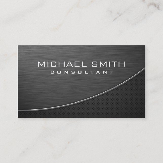 Elegant Professional Modern Plain Metal Black Business Card (Front)