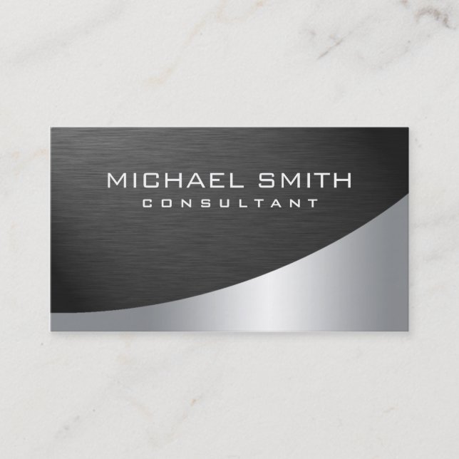 Elegant Professional Modern Plain Metal Silver Business Card (Front)