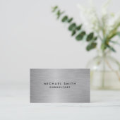 Elegant Professional Modern Silver Metal Plain Business Card (Standing Front)