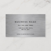 Elegant Professional Modern Silver Metal Plain Business Card (Back)