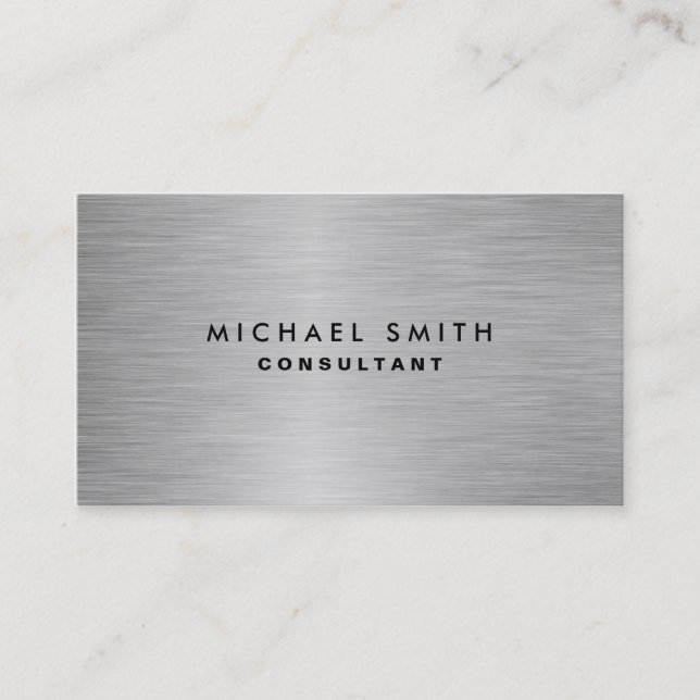 Elegant Professional Modern Silver Metal Plain Business Card (Front)