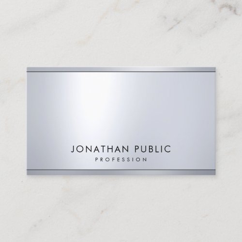 Elegant Professional Modern Silver Metallic Look Business Card
