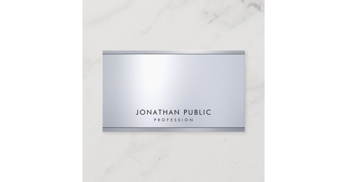 Elegant Professional Modern Silver Metallic Look Business Card | Zazzle