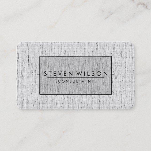 Elegant Professional Modern Subtle Plain Linen Business Card (Front)