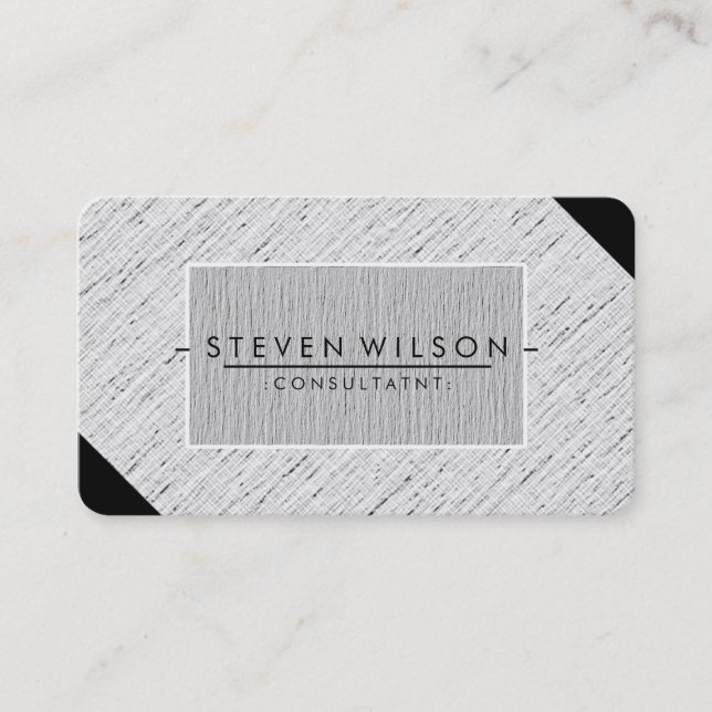 Elegant Professional Modern Subtle Plain Linen Business Card (Front)