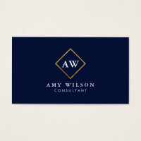 Elegant Professional Monogram Blue Business Card