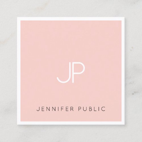 Elegant Professional Monogram Modern Blush Pink Square Business Card