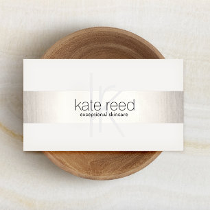 Elegant Professional Monogram Modern Silver Stripe Business Card
