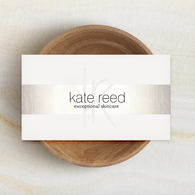 Elegant Professional Monogram Modern Silver Stripe Business Card | Zazzle