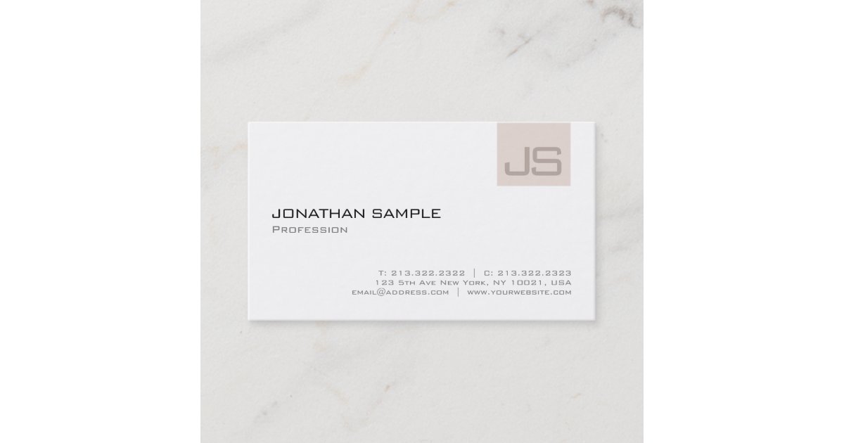 Elegant Professional Monogram Modern Simple Plain Business Card | Zazzle