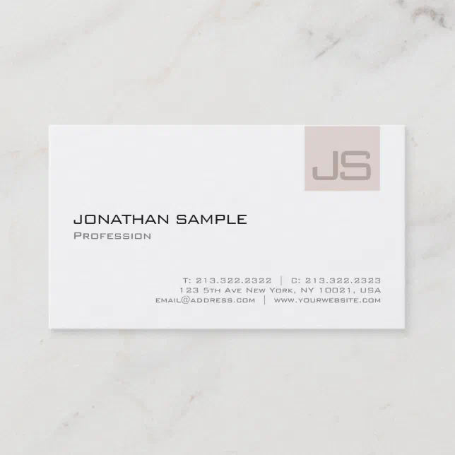 Elegant Professional Monogram Modern Simple Plain Business Card | Zazzle
