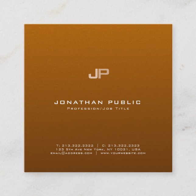 Elegant Professional Monogram Pearl Finish Luxury Square Business Card (Front)