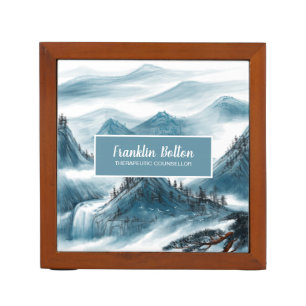 Elegant Professional Mountains View Add Name Desk Organizer