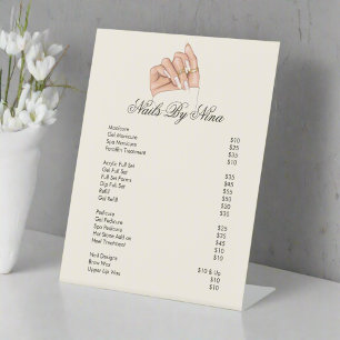 Elegant Professional Nail Beauty Salon Price List Pedestal Sign