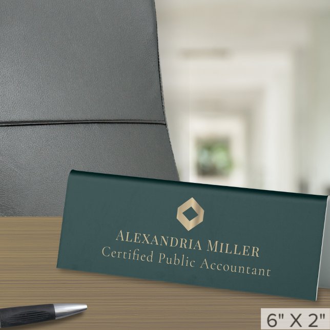 Elegant Professional Name Position Logo Table Tent (Creator Uploaded)