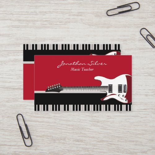 Elegant Professional Piano Keys  Guitar Music Business Card