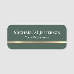 Elegant Professional Pine Forest Dark Green & Gold Name Tag