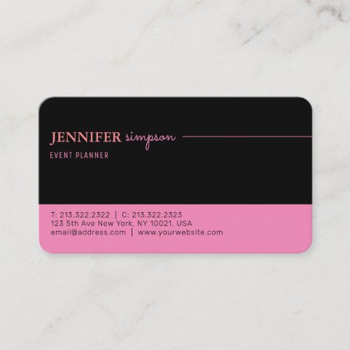 Elegant Professional Pink and Black Business Card