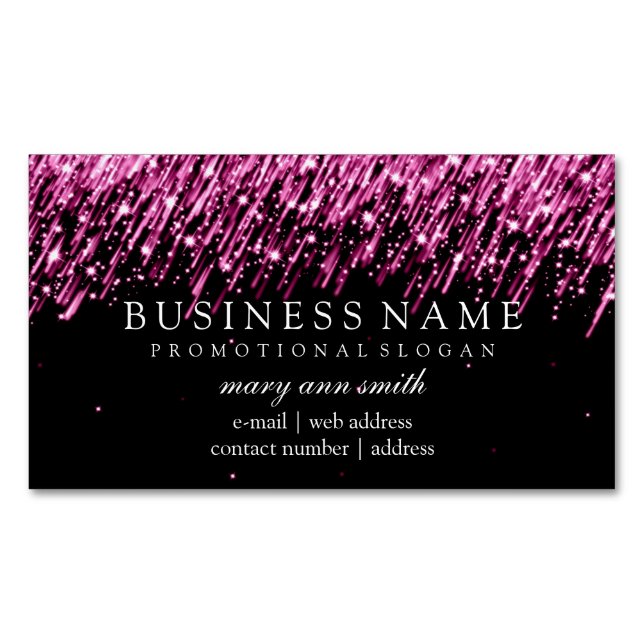 Elegant Professional Pink Falling Stars Magnetic Business Card (Front)