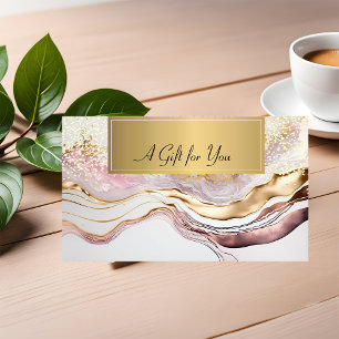 Elegant Professional Pink Marble Gold Confetti Discount Card