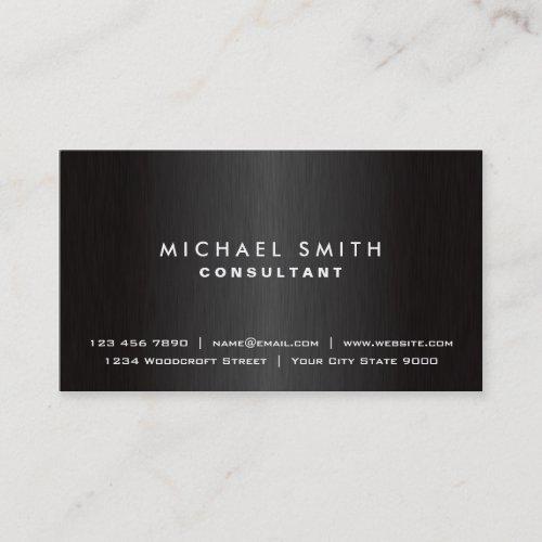 Elegant Professional Plain Black Modern Metal Business Card