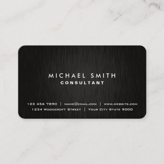Elegant Professional Plain Black Modern Metal Look Business Card