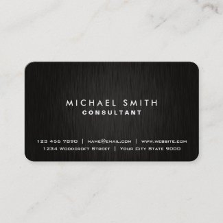 Elegant Professional Plain Black Modern Metal Look Business Card