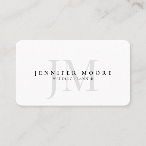 Elegant Professional Plain Black White Monogram Business Card