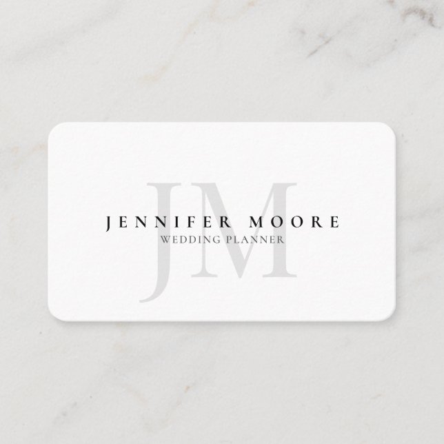 Elegant Professional Plain Black White Monogram Business Card (Front)